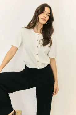 Knitted Short Sleeve Cardigan