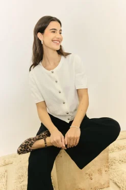 Knitted Short Sleeve Cardigan