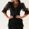 Lace Frill Puff Sleeve Dress