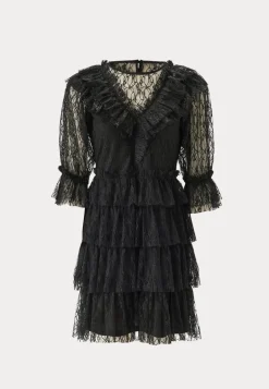 Lace Frill Puff Sleeve Dress