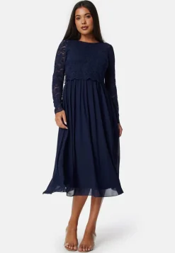 Lace Long Sleeve Midi Dress