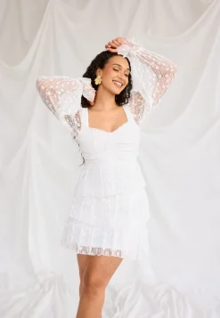 L/S Lace Frill Mini Dress