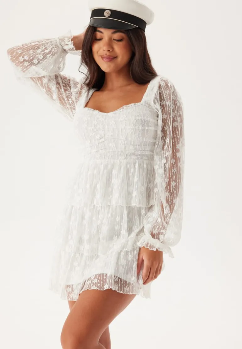 L/S Lace Frill Mini Dress