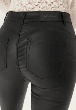 Mid Waist Push-up Coated Slim Jeans