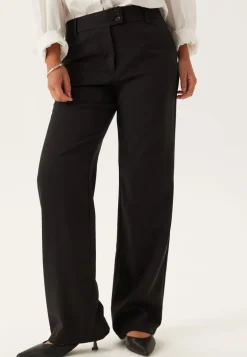 Mid Waist Straight Back Pocket Trousers