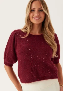 Pcmesva Ss Sequin Tie Back Knit