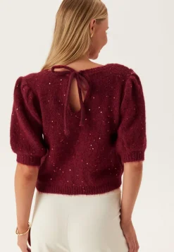 Pcmesva Ss Sequin Tie Back Knit
