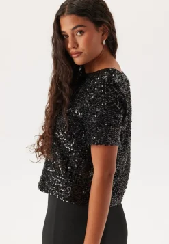 Pcserena Sequin Ss O-neck Top