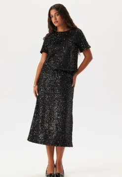 Pcserena Sequin Ss O-neck Top