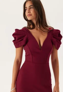 Pleated Sleeve Maxi Dress