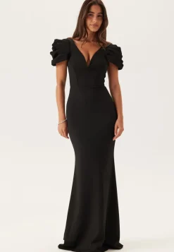Pleated Sleeve Maxi Dress