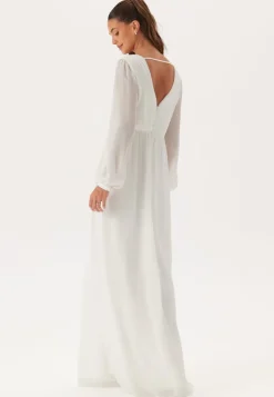 Pleated V-Neck Wedding Gown
