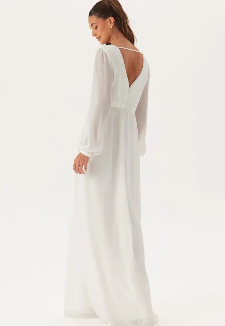 Pleated V-Neck Wedding Gown