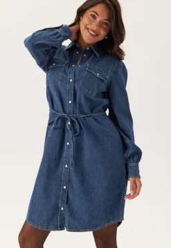 Puff Sleeve Denim Dress