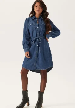 Puff Sleeve Denim Dress