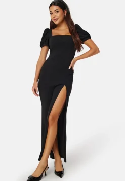 Puff Sleeve Maxi Dress With Split