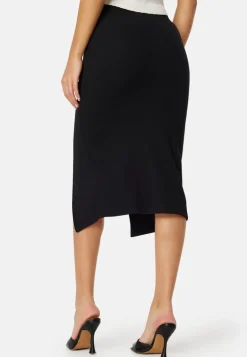 Rib Slit Midi Skirt