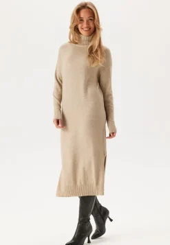 Rill Roll Neck L/S Midi Dress