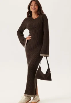 Round Neck Rib Knitted Maxi Dress