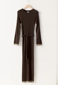 Round Neck Rib Knitted Maxi Dress