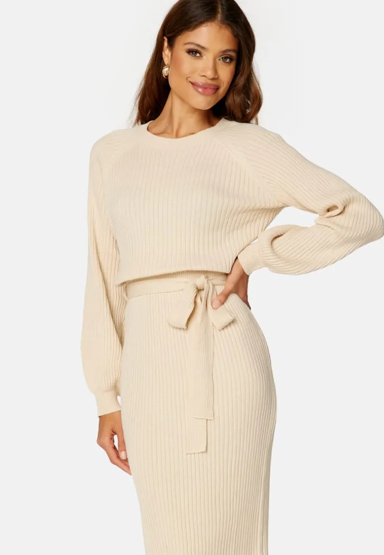 Round Neck Rib Knitted Midi Dress