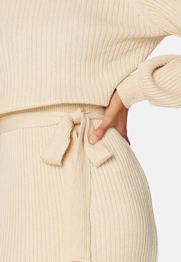 Round Neck Rib Knitted Midi Dress