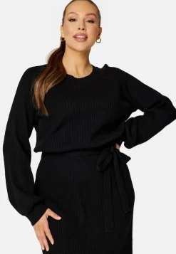 Round Neck Rib Knitted Midi Dress
