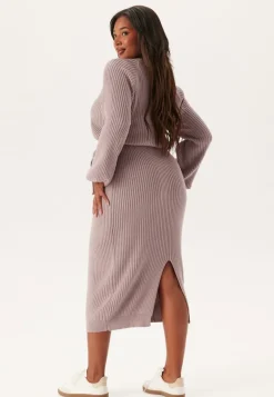 Round Neck Rib Knitted Midi Dress