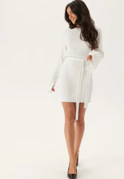 Round Neck Rib Knitted Short Dress