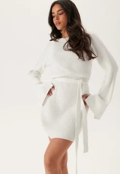 Round Neck Rib Knitted Short Dress