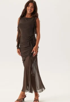 Ruched Frill Ankle Dress