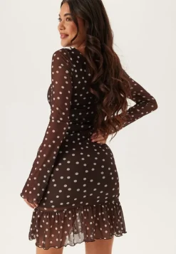 Ruched Mesh Frill Dress
