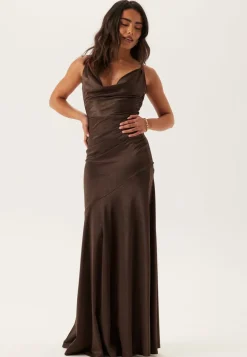 Satin Cowl Neck Maxi Dress