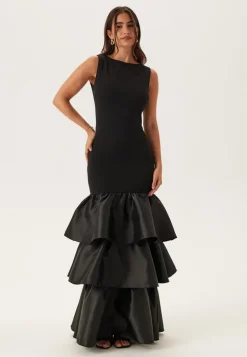 Satin Frill Maxi Dress