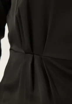 Satin High Collar Midi Dress