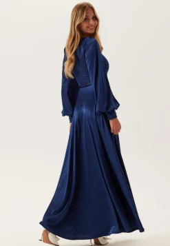 Satin Volume Sleeve Maxi Dress