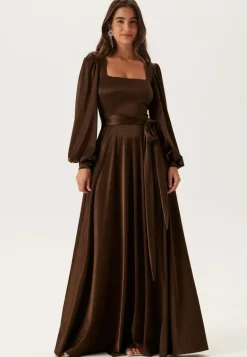 Satin Volume Sleeve Maxi Dress