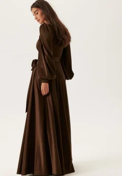 Satin Volume Sleeve Maxi Dress