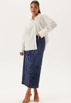 Sequin A-line Midi Skirt