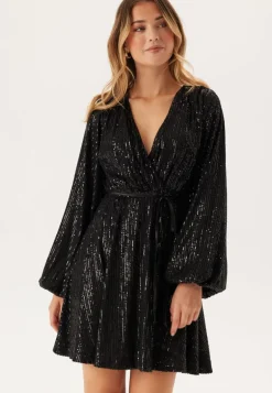 Sequin Balloon Sleeve Dress