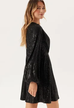 Sequin Balloon Sleeve Dress