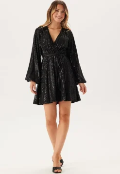 Sequin Balloon Sleeve Dress