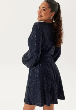 Sequin Balloon Sleeve Dress