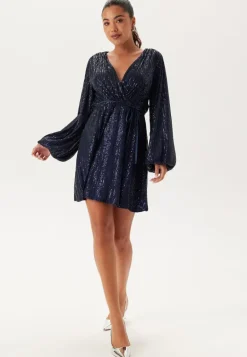 Sequin Balloon Sleeve Dress