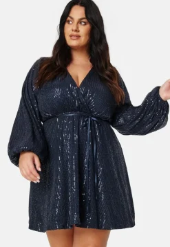 Sequin Balloon Sleeve Dress
