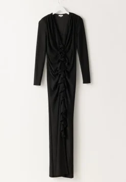 Sparkling Low V-neck Slit Gown