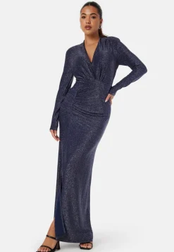Sparkling Ruched Slit Gown