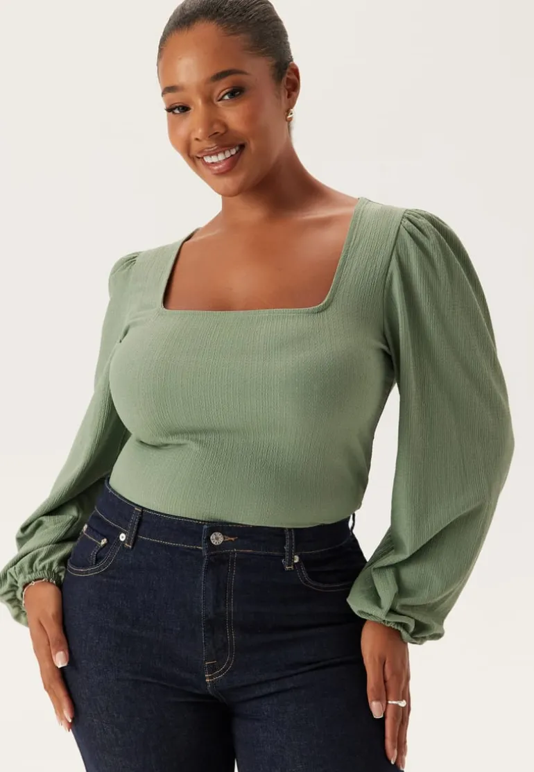 Square Neck Balloon Sleeve Top