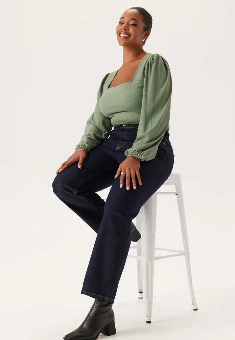 Square Neck Balloon Sleeve Top