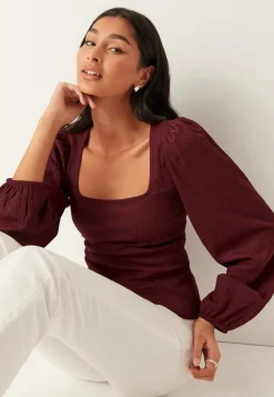 Square Neck Balloon Sleeve Top